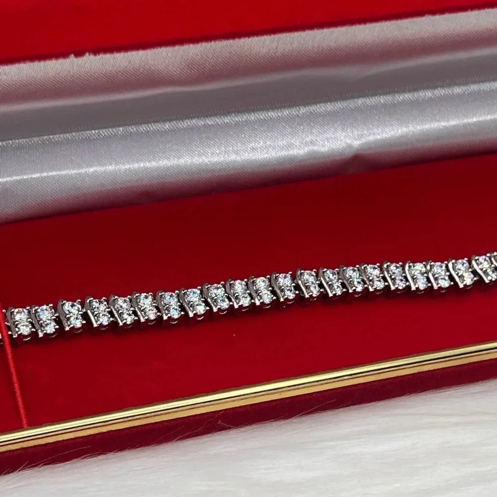 🖤New White Gold Finish Double Row Tennis Bracelet🖤 - Picture 3 of 10